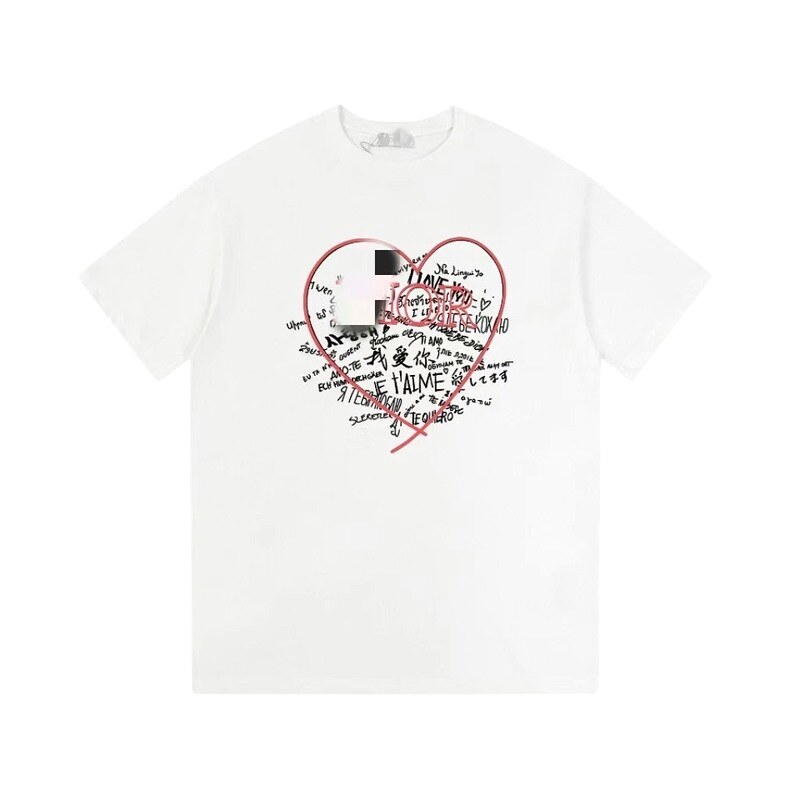 Dior Heart Graffiti Trendy Style White T-Shirt