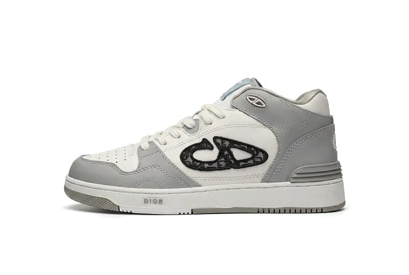 Dior high-top fashionable gray and white sports shoes