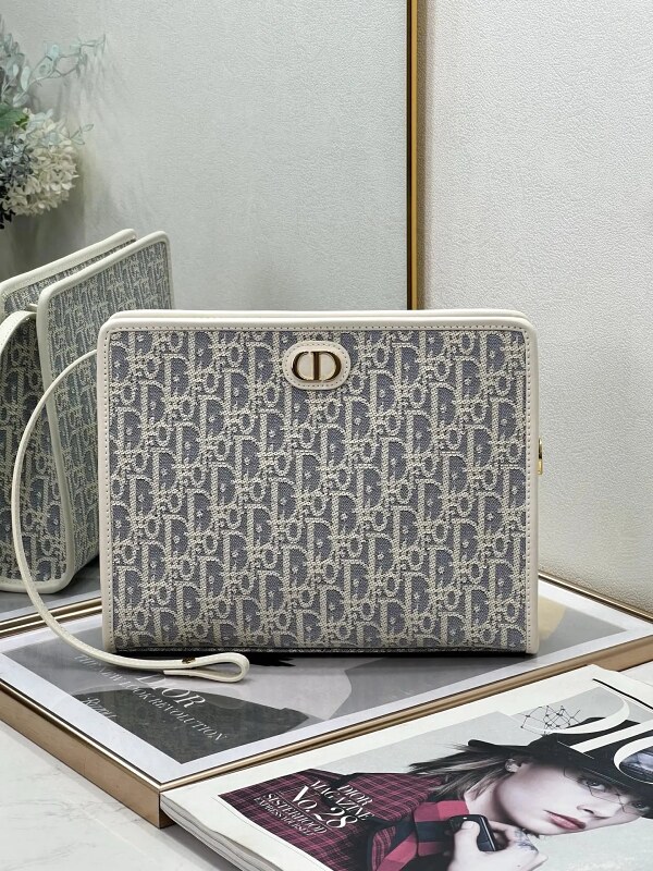 Dior Oblique clutch bag Gray Rectangular