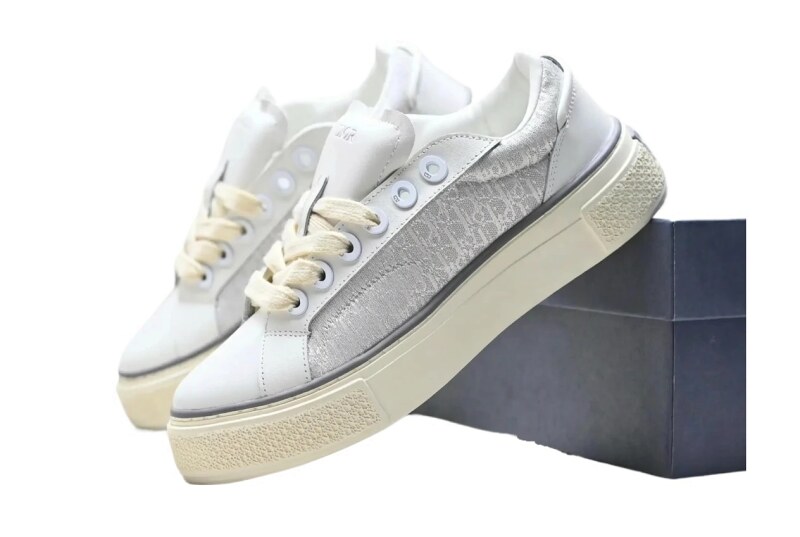 Dior Silver and White Casual Sports Shoes