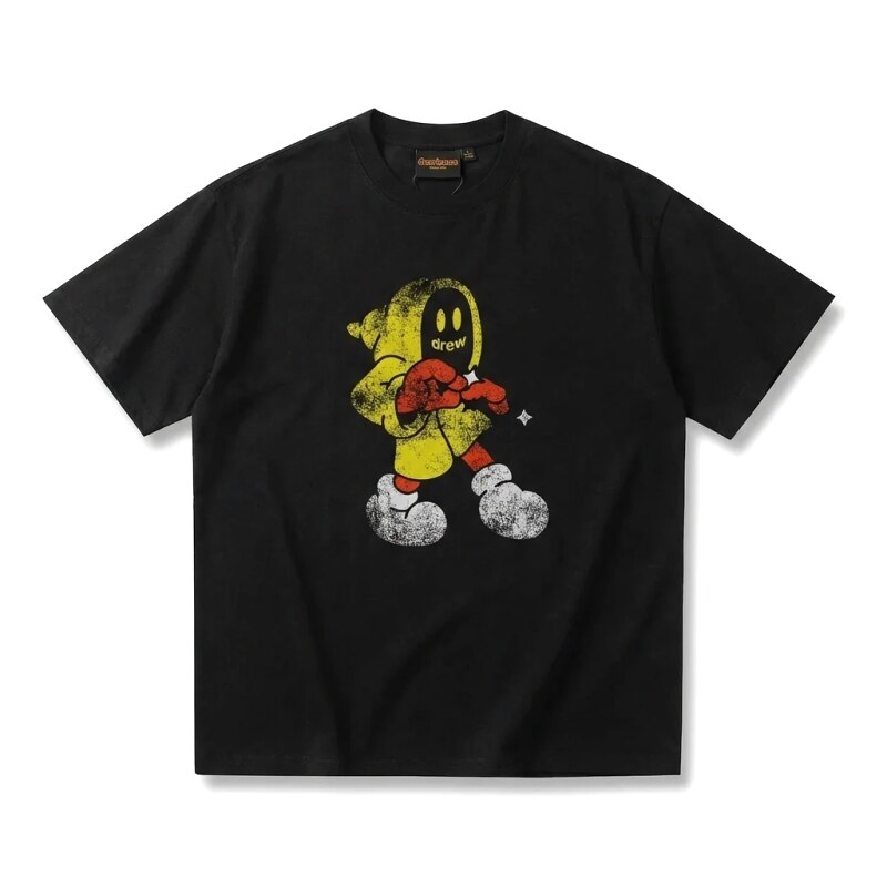 DREW Cartoon Style Black T-shirt