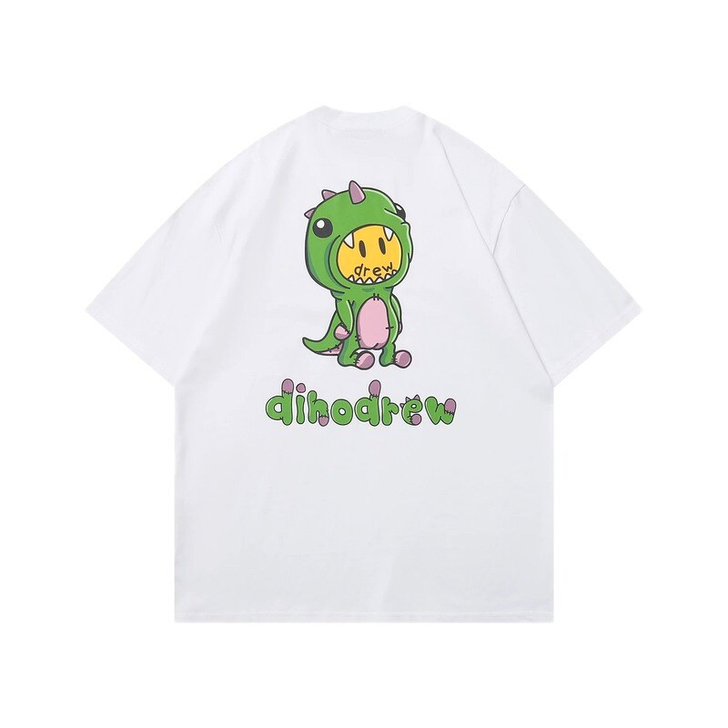 DREW Dinosaur Print Street Style White T-Shirt