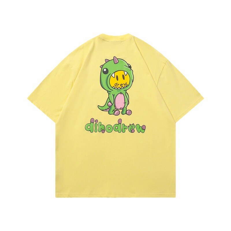 DREW Dinosaur Print Street Style Yellow Short-sleeve T-shirt