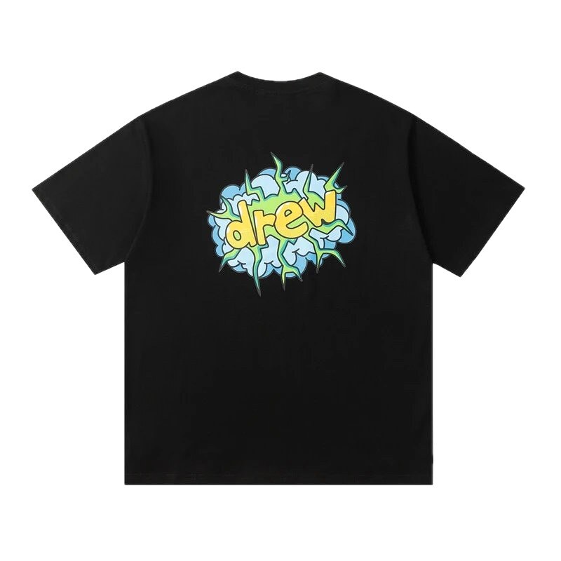 DREW Explosion Print Street Style Black Short-sleeve T-shirt