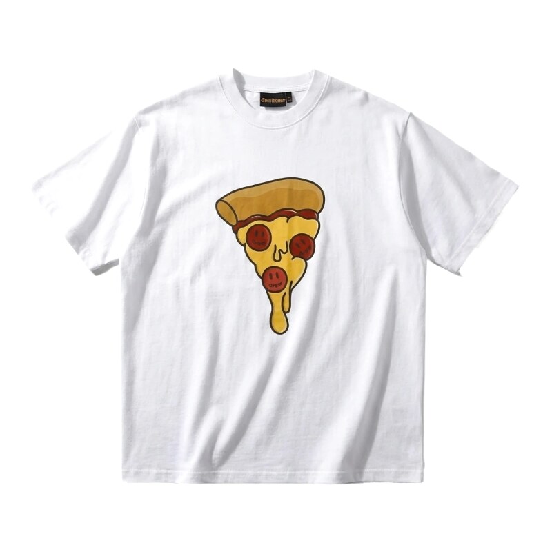 DREW Pizza Cartoon Style White T-shirt