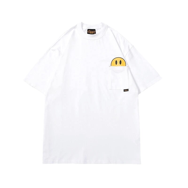 DREW Smiley Face Series Street Style White T-Shirt