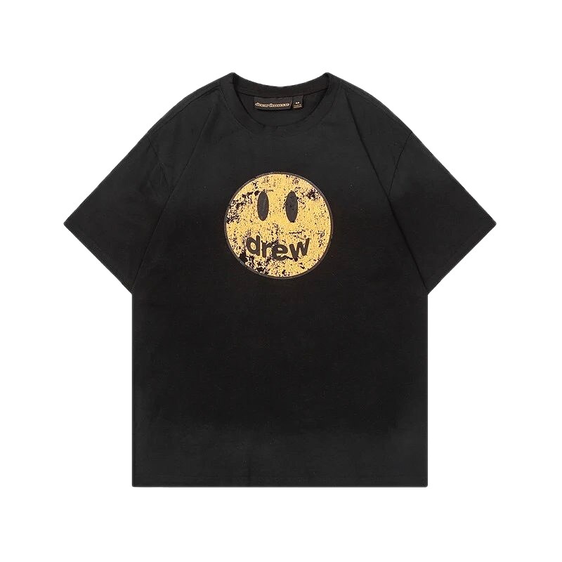 DREW Smiley Series Street Style Black T-shirt