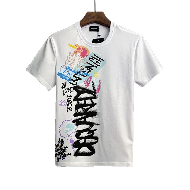 DSQ Graffiti Street Style White Short-sleeve T-shirt