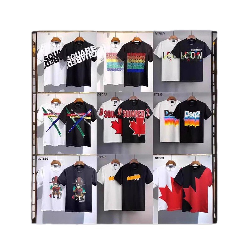 DSQ2 ICON Street Style Black and White Short-sleeve T-shirt