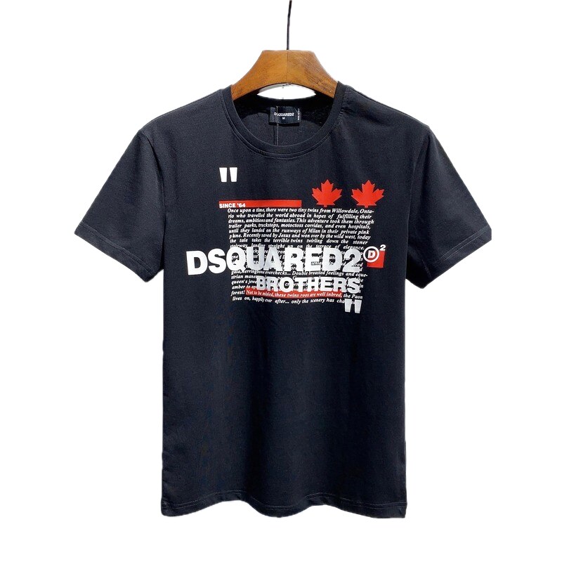 DSQUARED2 Maple Leaf Print Streetwear Black T-Shirt