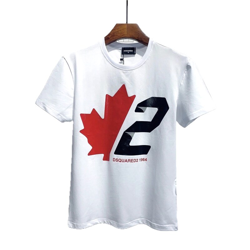 DSQUARED2 Maple Leaf Printed Streetwear White T-Shirt