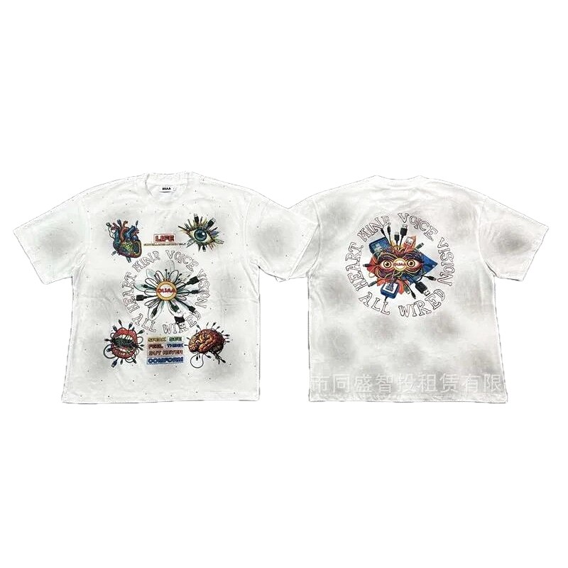 DUAA Organ Print Street Style White T-shirt