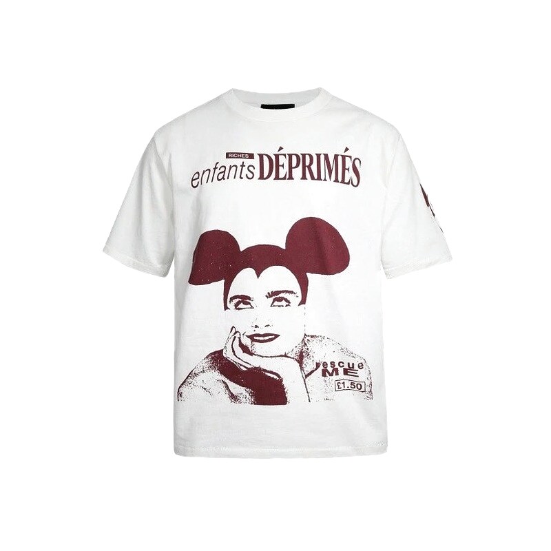 ERD Portrait Print Street Style White T-shirt