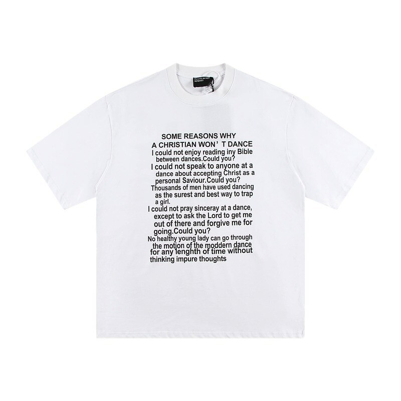 ERD Slogan Print Street Style White T-Shirt