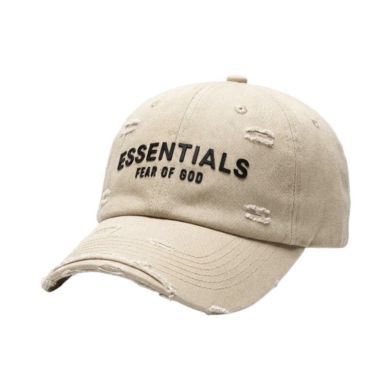 ESSENTIALS Brand Ripped Style Off-white Hat
