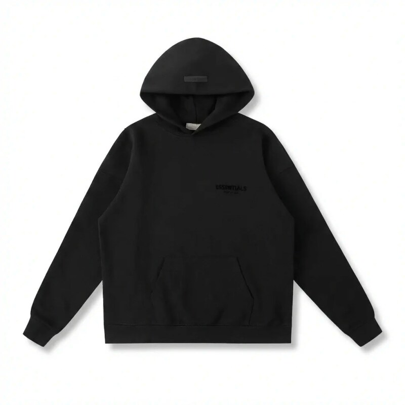 ESSENTIALS minimalist style black hoodie