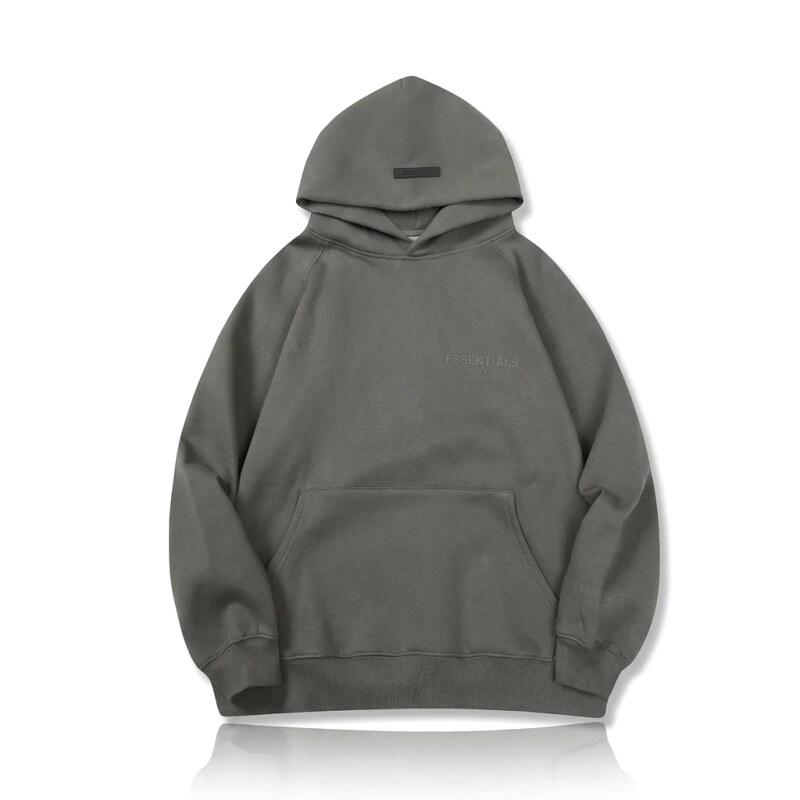 ESSENTIALS minimalist style grey hoodie