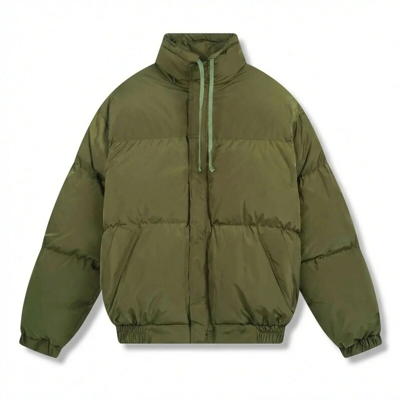 ESSENTIALS Minimalist Style Olive Green Cotton Jacket