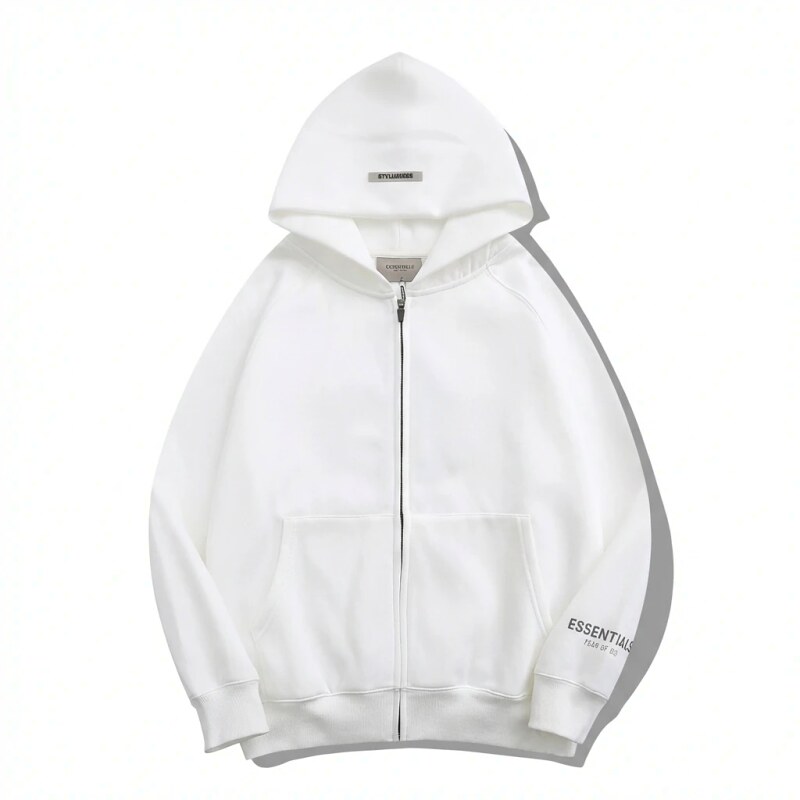 ESSENTIALS minimalist style white hoodie