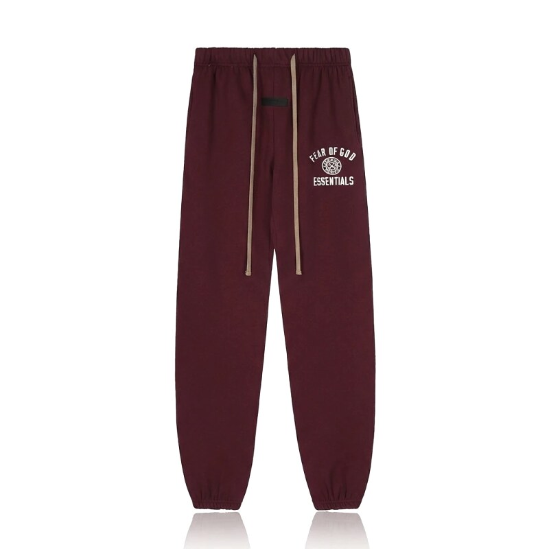 ESSENTIALS Trendy Casual Wine Red Sweatpants