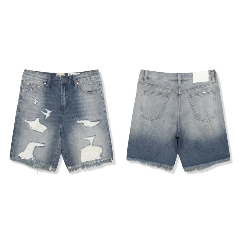 Gallery Dept Gradient Ripped Denim Shorts