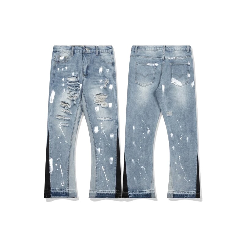 Gallery Dept Hole-Ripped Denim Blue Jeans