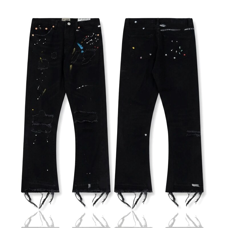 Gallery Dept Ripped Trendy Black Jeans