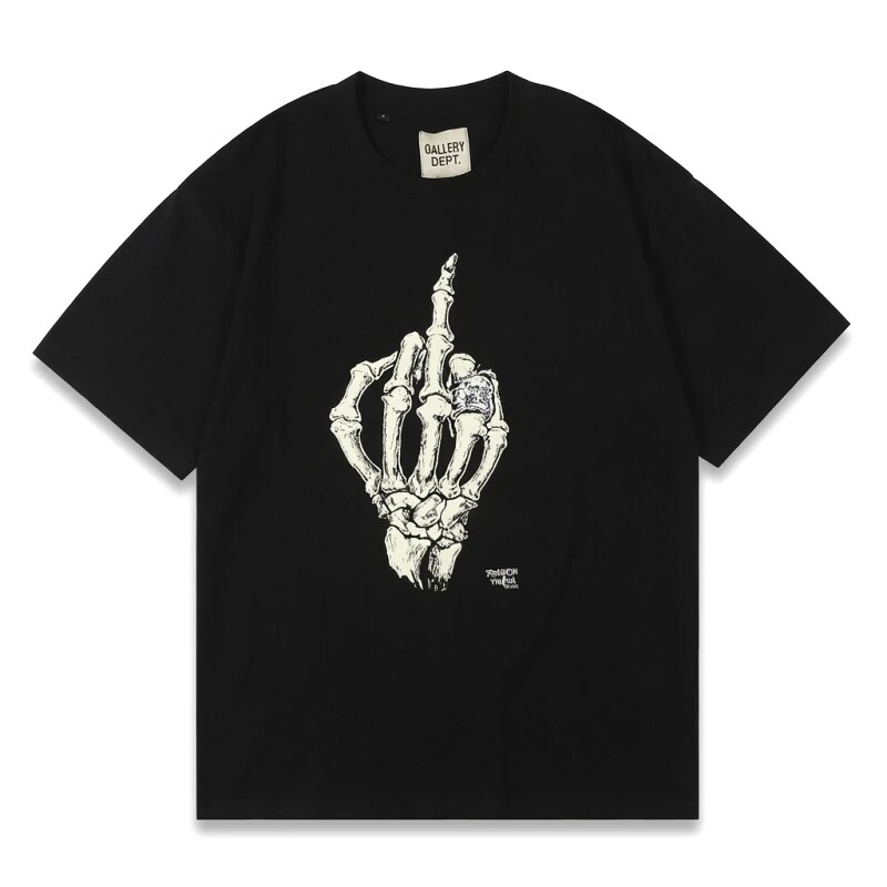 Gallery Dept Skull Print Trendy Cool Black T-shirt