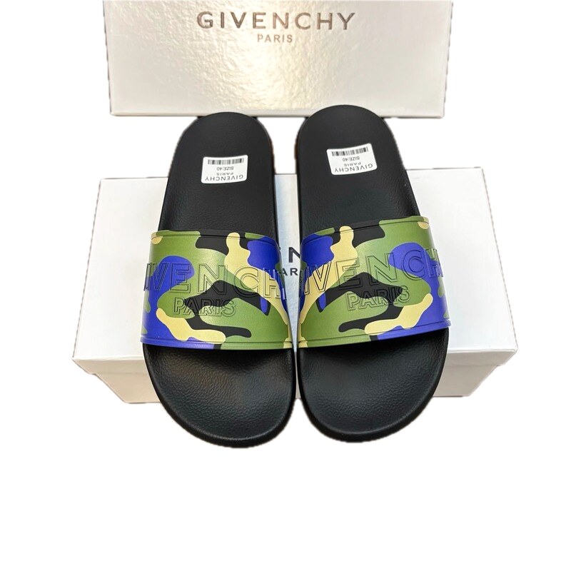 Givenchy Embossed Logo Camouflage-style Color-blocked Slide Sandals