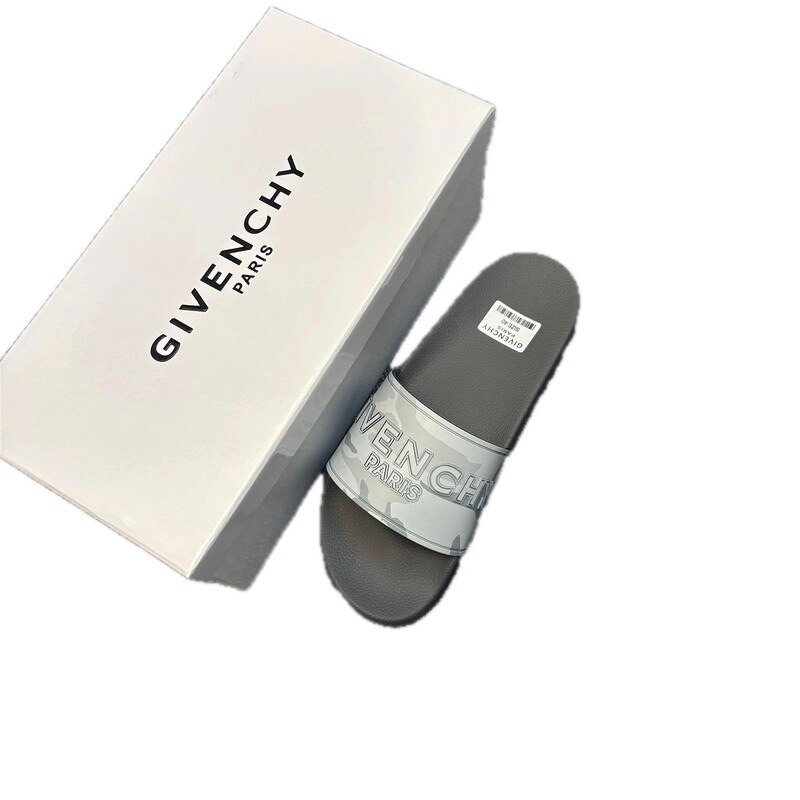 Givenchy Paris Camo Streetwear Gray Slides
