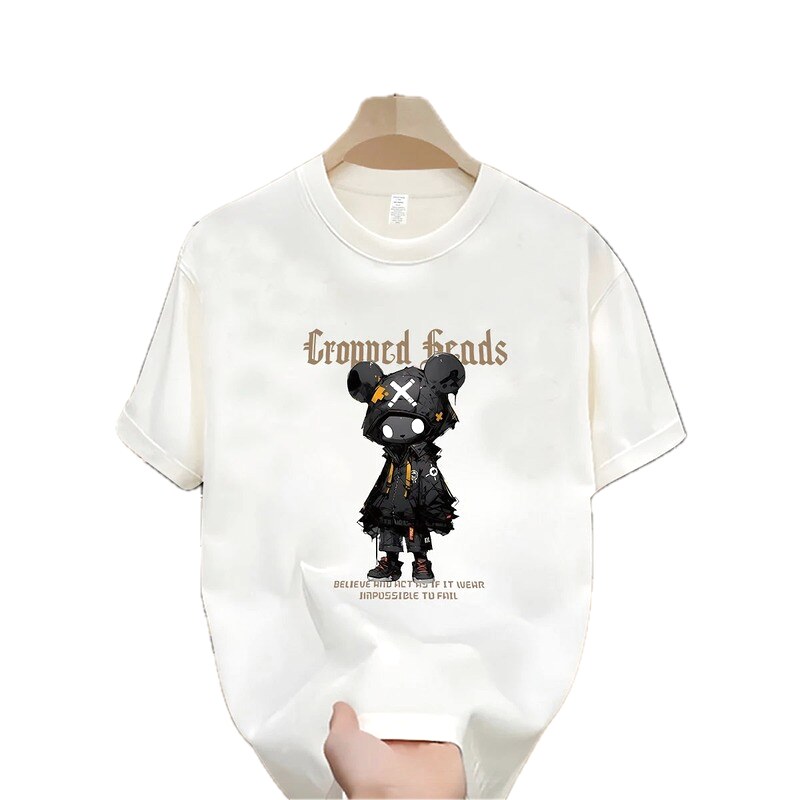 Gloomy Bear Printed Street-style Off-white Short-sleeve T-shirt