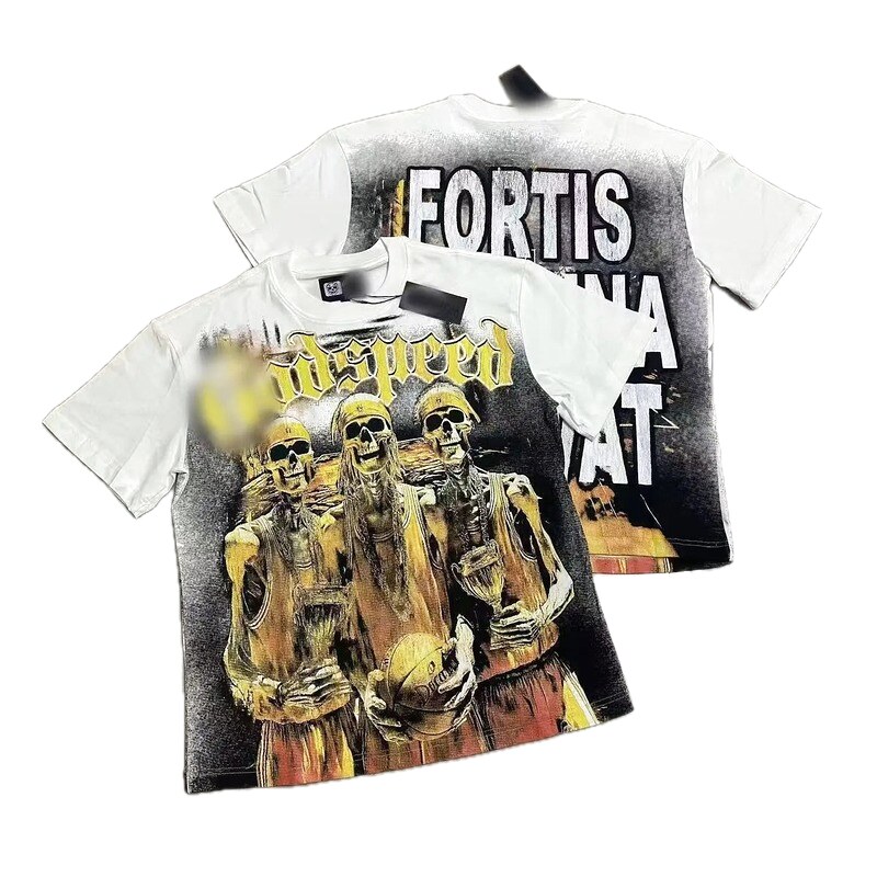 GOD Skull Basketball Street Style White T-Shirt