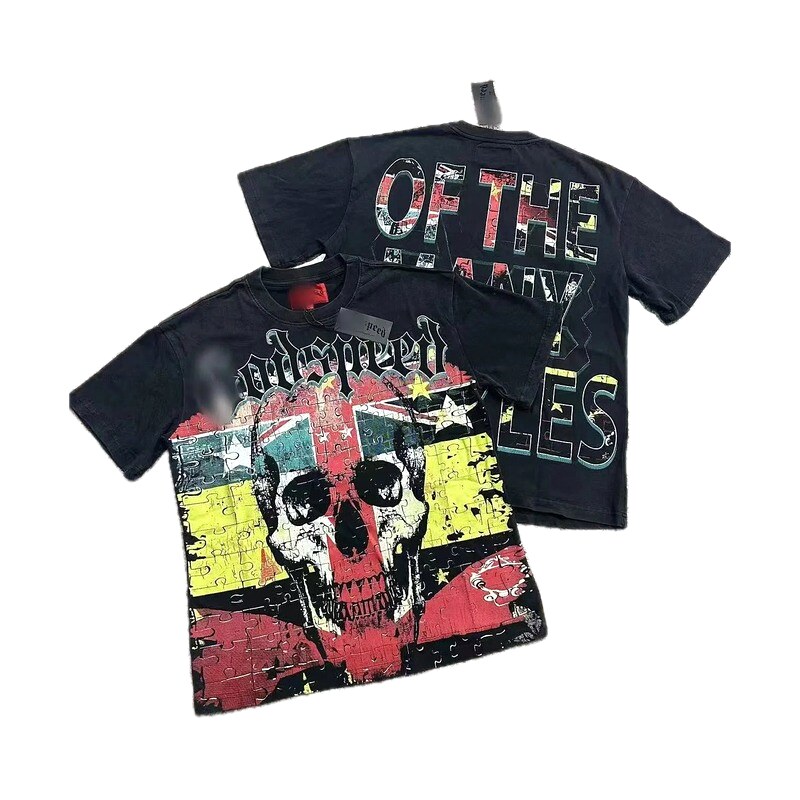 GOD Skull Puzzle Dark Style Black T-shirt