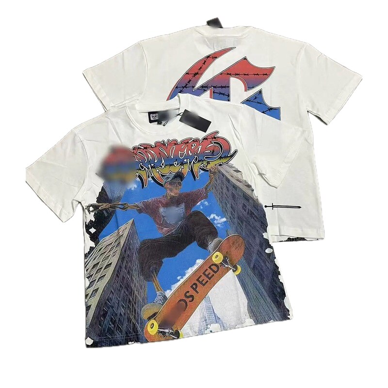GOD Skull Skateboarding Street Style White T-Shirt