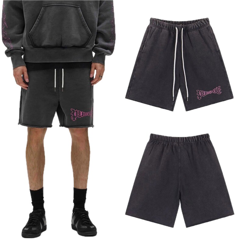 Godspeed Printed Gothic Style Charcoal Gray Shorts