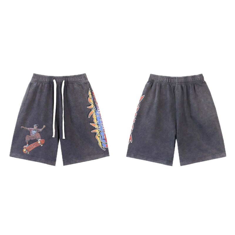 Godspeed Skate Series Street Style Distressed Grey Shorts