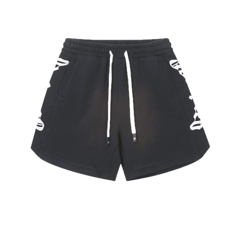 Godspeed skeleton print street style black shorts
