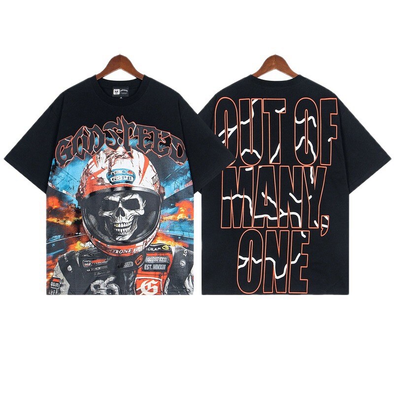 Godspeed Skull Motorcycle Street Style Black Short Sleeve T-Shirt