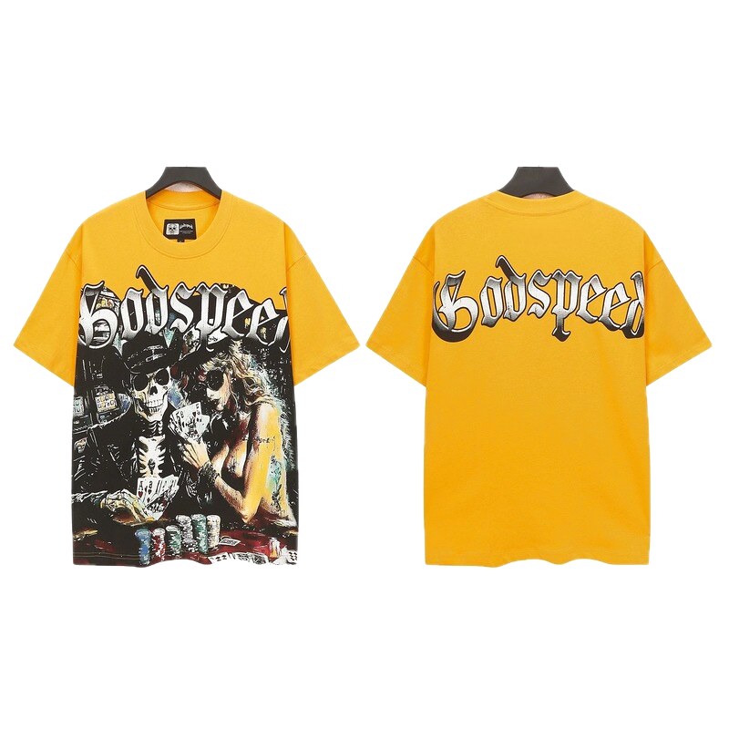 Godspeed Skull Poker Street Style Yellow T-shirt