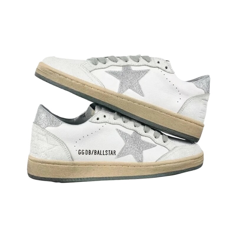 Golden Goose Ballstar Silver - White Retro Athletic Shoes