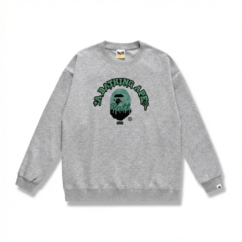 Grey hoodie with Bape Ape Head logo