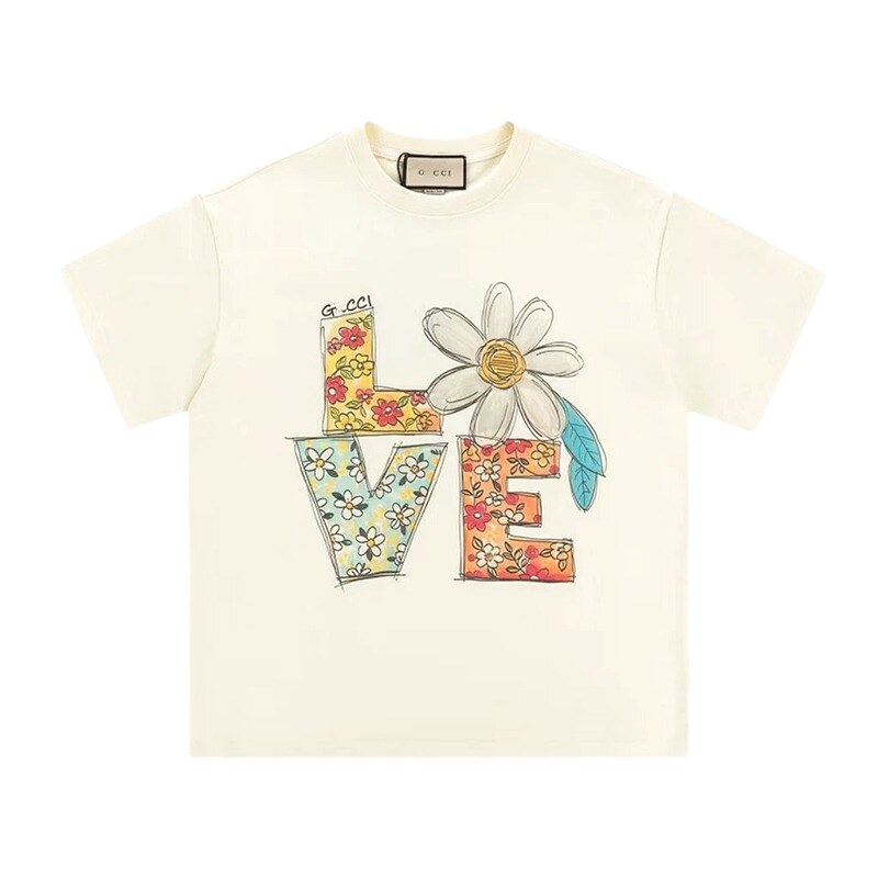 Gucci LOVE Floral Casual Off-white Short-sleeve T-shirt