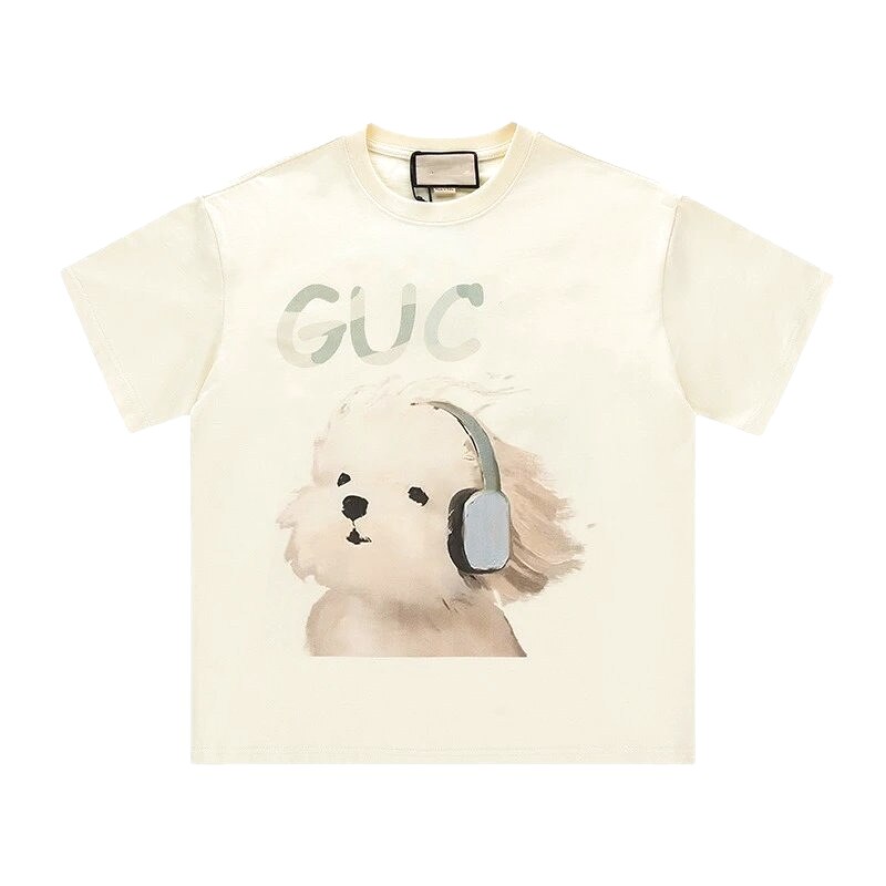 Gucci Puppy Print Casual Off-white T-Shirt
