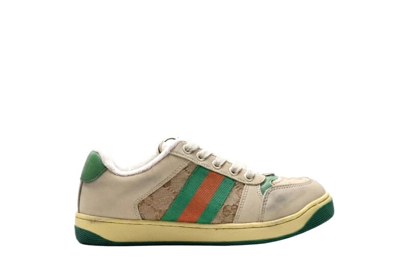Gucci retro-style beige-green sports shoes