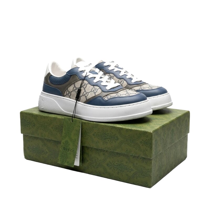 Gucci retro-style blue-gray sports shoes