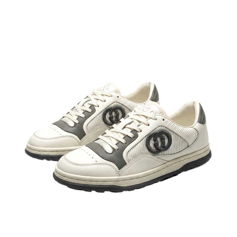 Gucci retro-style gray and white sneakers