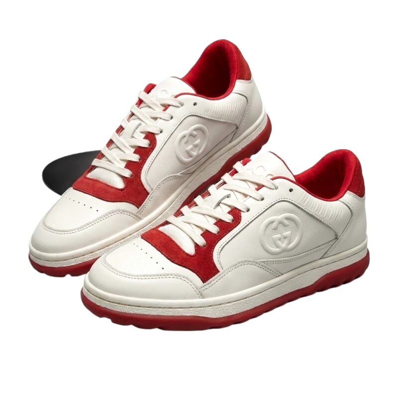 Gucci retro-style red and white sneakers
