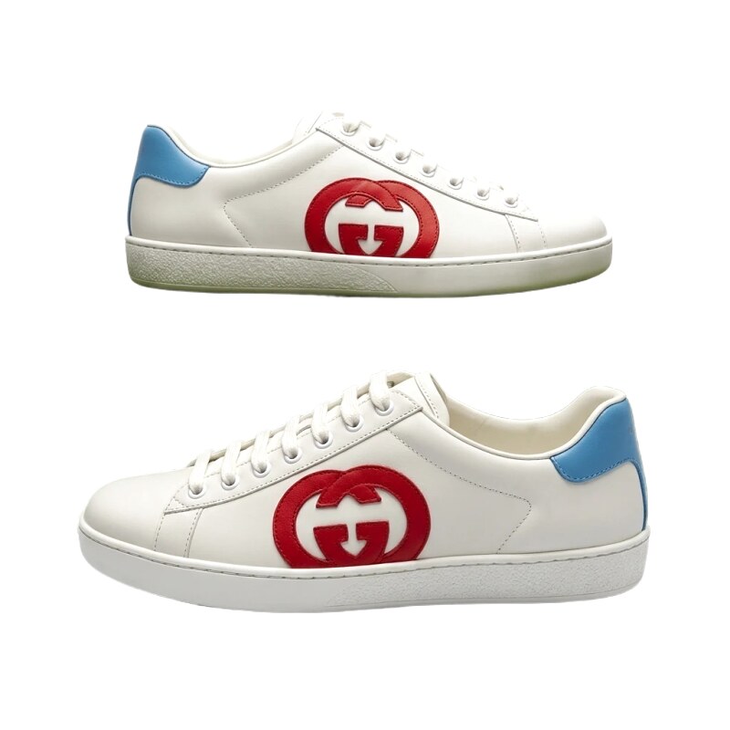 Gucci retro-style white, red and blue sneakers