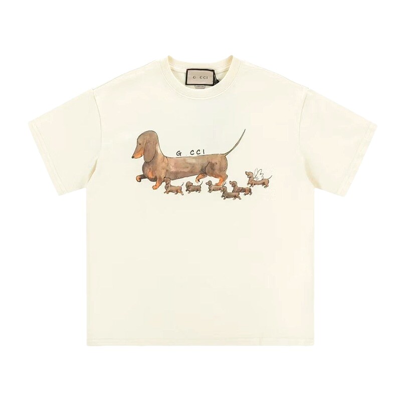 Gucci Sausage Print Casual Style Off-white T-shirt