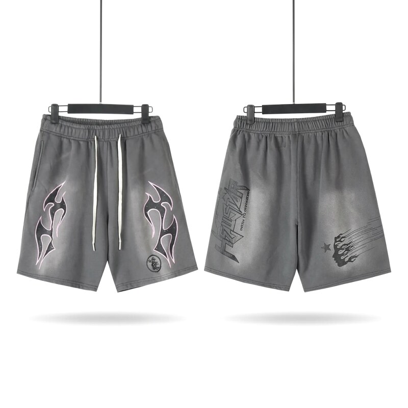 Hellstar dark-style grey shorts